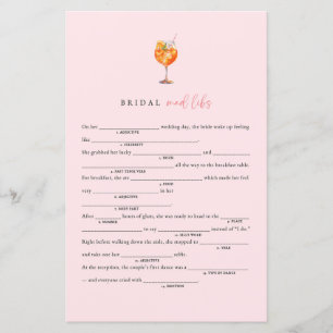 Liebe im ersten Spritz Brautparty Mad Libs Game