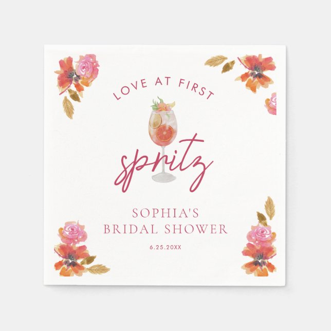 Liebe im ersten Spritz-Brautparty Serviette (Vorderseite)