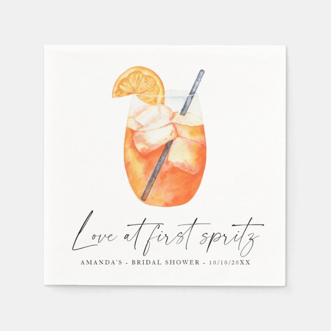 Liebe im ersten Spritz-Brautparty Serviette (Vorderseite)