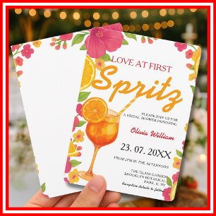 Liebe im ersten Spritz Citrus Orange Brautparty Einladung