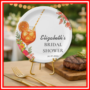 Liebe im ersten Spritz Citrus Orange Brautparty Pappteller