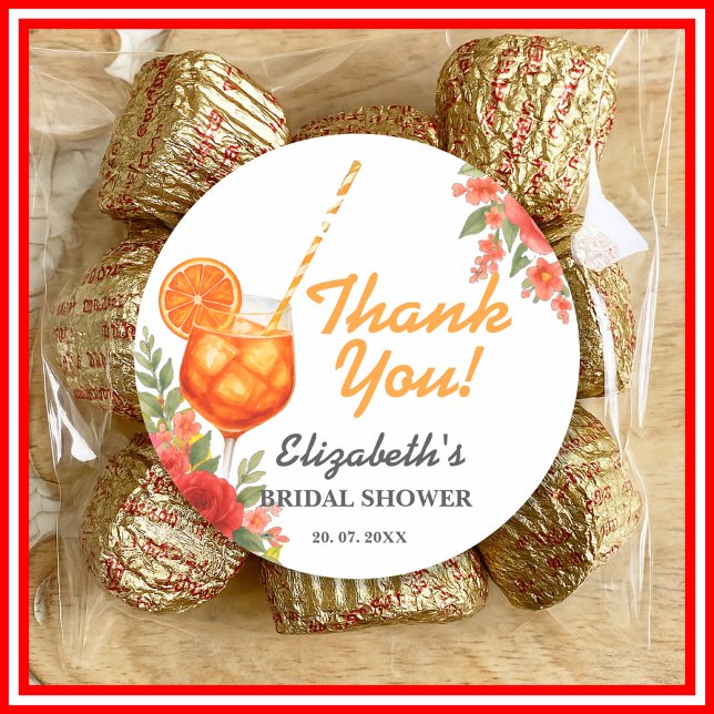 Liebe im ersten Spritz Citrus Orange Brautparty Runder Aufkleber (Von Creator hochgeladen)