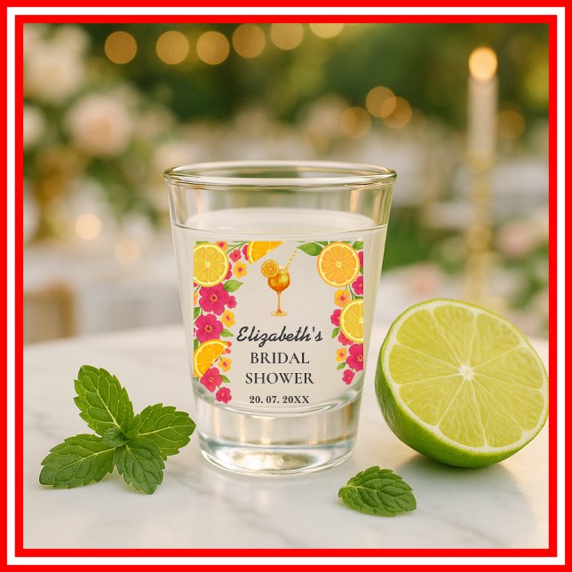 Liebe im ersten Spritz Citrus Orange Brautparty Schnapsglas (Von Creator hochgeladen)