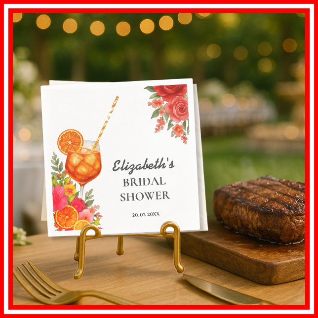 Liebe im ersten Spritz Citrus Orange Brautparty Serviette (Von Creator hochgeladen)