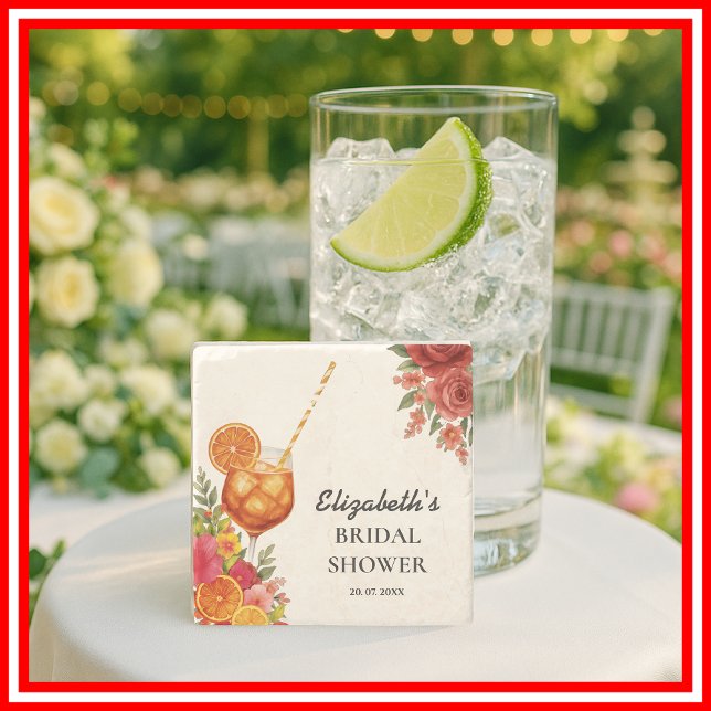 Liebe im ersten Spritz Citrus Orange Brautparty Steinuntersetzer (Von Creator hochgeladen)