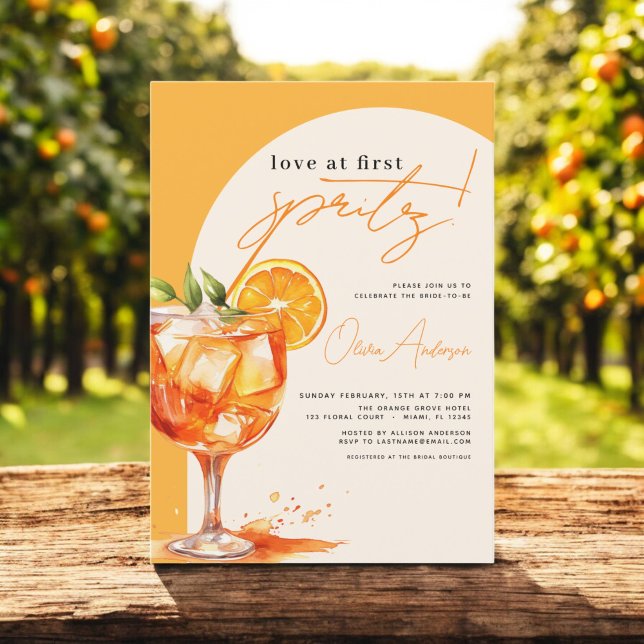 Liebe im ersten Spritz Orange Brautparty Einladung (Von Creator hochgeladen)