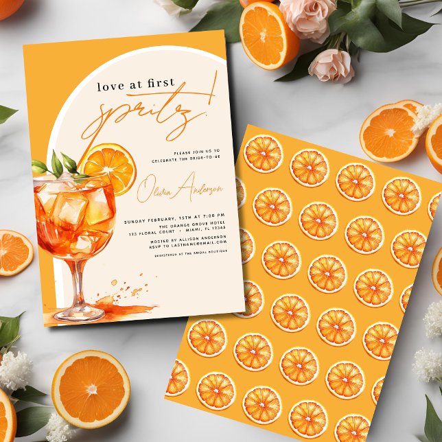 Liebe im ersten Spritz Orange Brautparty Einladung (Von Creator hochgeladen)