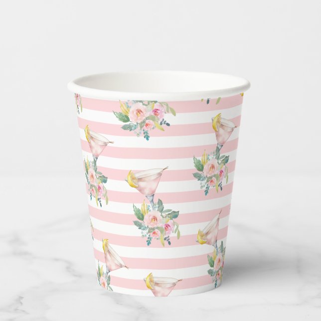 Liebe im First Sip Bright Cocktail Brautparty Pappbecher (Vorderseite)