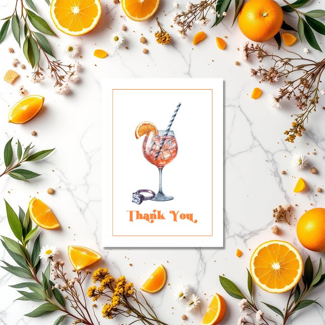 Liebe im First Spritz Brautparty Foto Dankeskarte (Love at First Spritz Bridal Shower Photo Thank You Card)