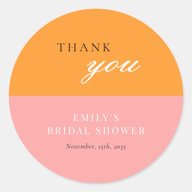 Liebe im First Spritz Modernes Brautparty Runder Aufkleber (Vorderseite)