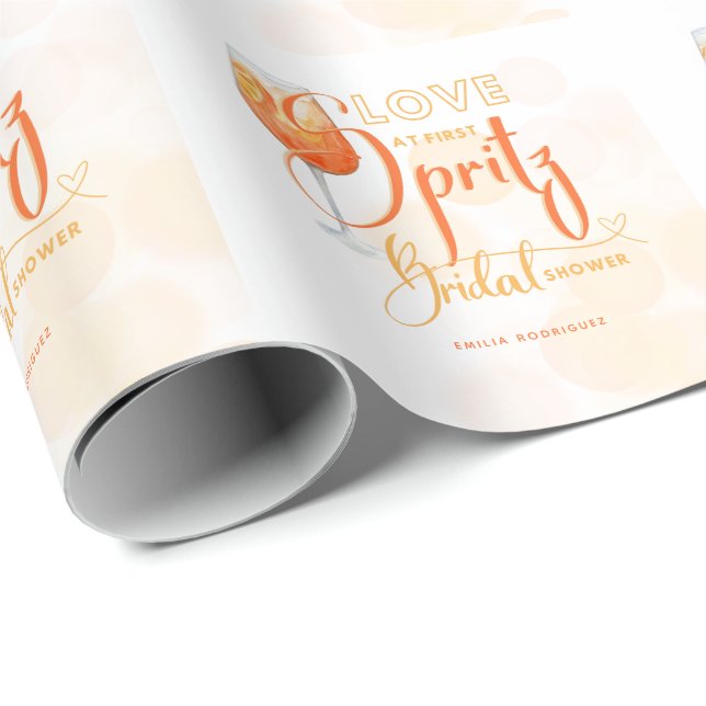 Liebe im First SPRITZ Modernes Orange Brautparty Geschenkpapier (Rolleneckpunkt)
