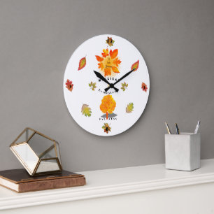 Liebe im Herbst weiß Große Wanduhr