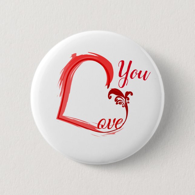 Liebe im Herzknopf Button (Vorderseite)
