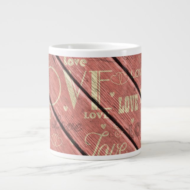 Liebe im Hintergrund Rosa Holz Jumbo-Tasse (Vorderseite)