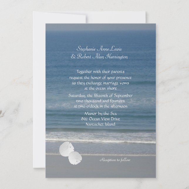 Liebe im Ozean, Sand Dollar Hochzeitseinladung Einladung (Vorderseite)