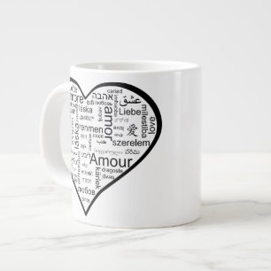 Liebe im viele Sprachenherzen Jumbo-Tasse