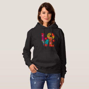 LIEBE im Vollblut: Blumentypografie farbenfroh Hoodie