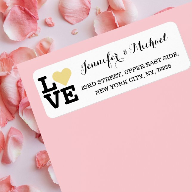 Liebe Imitate Gold Heart Custom Wedding Valentinst (Love Faux Gold Heart Custom Wedding Valentines Day Label)