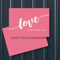 "Liebe immer für immer" Pink-Script-Karte