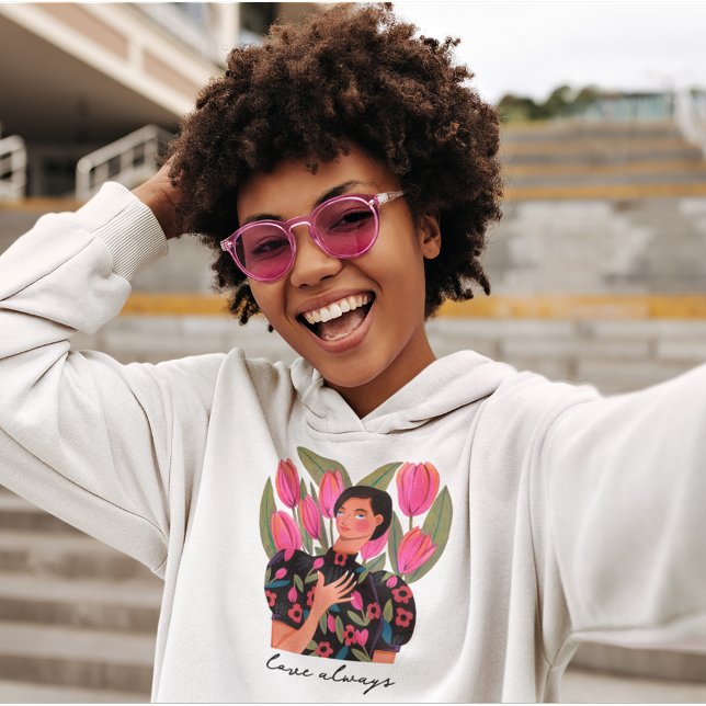 Liebe immer weibliche Herzerkrankung Valentine Hoodie (Von Creator hochgeladen)