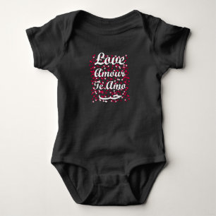 Liebe in 4 Sprachen Englisch Französisch Italienis Baby Strampler