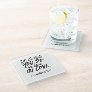 Liebe in Aktion - 1 Korinther 16:14 Inspiration Glasuntersetzer