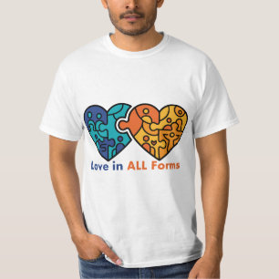Liebe in allen Formen: Puzzle-Herzen T-Shirt