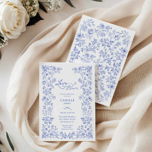 Liebe in Blauer Blauer Brautdusche Einladung