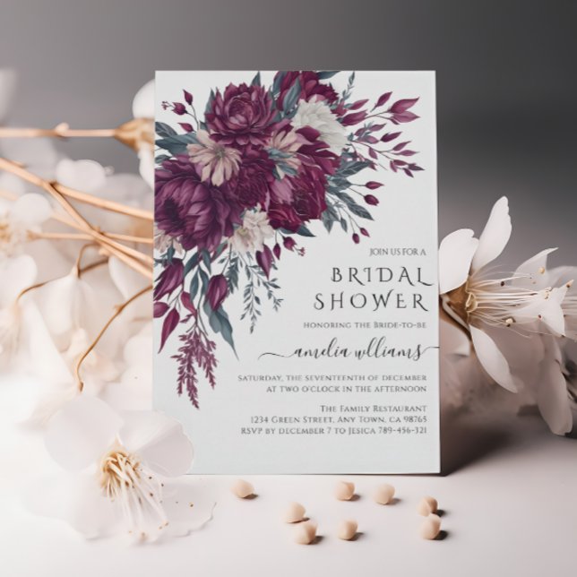 Liebe in Bloom Blume Burgund Cream Brautparty Einladung (Von Creator hochgeladen)