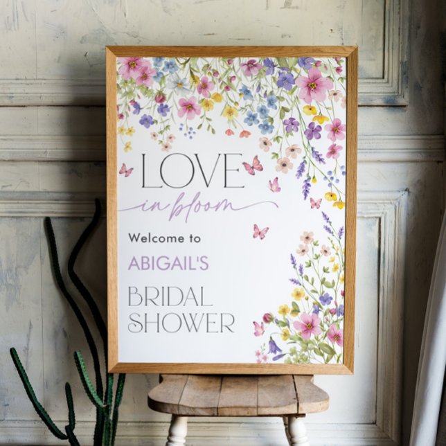 Liebe in Bloom Butterfly Bridal Willkommen 18x24 Poster (Love in Bloom Butterfly Bridal Welcome 18x24 Poster)