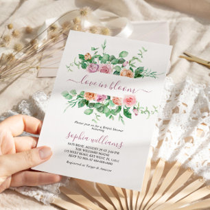 Liebe in Bloom Lila Rose Brautdusche Einladung