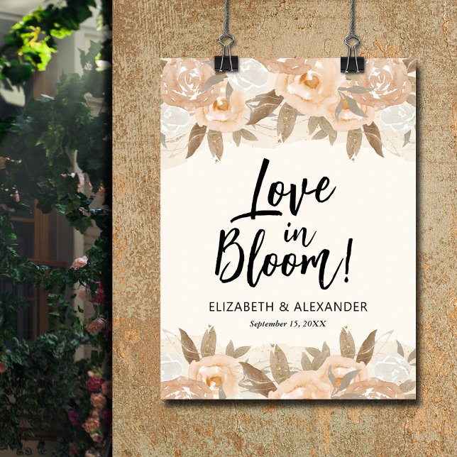 Liebe in Bloom Peach Blume Hochzeit Willkommen Poster (Love in Bloom Peach Flowers Wedding Welcome Poster - INSTANT DOWNLOAD or PRINTED (framed, too))