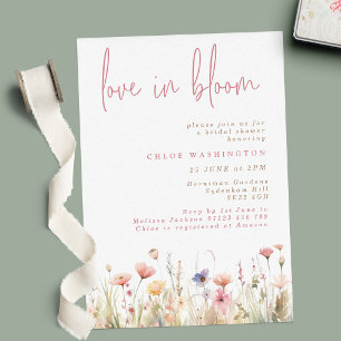 Liebe in Bloom Pink Wild Blume Brautparty Einladung