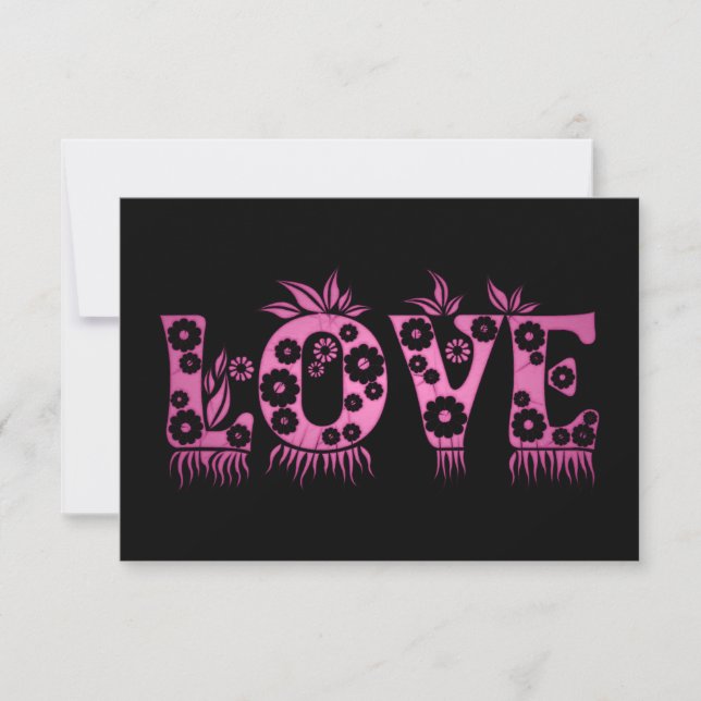 Liebe ( in Blume Schriftart ) RSVP Karte (Vorderseite)