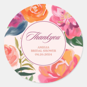 Liebe in Blüte Floral Brautparty Danke Runder Aufkleber