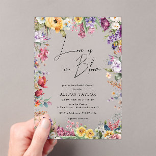 Liebe in Blüte Frühjahrs-Blumen-Braut-Party Acryleinladungen