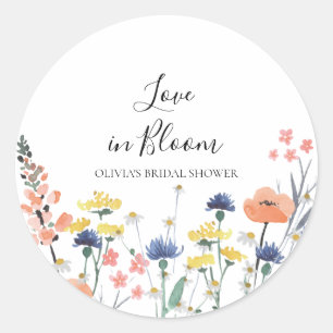 Liebe in Blüte Wildblumen-Brautdusche Runder Aufkleber