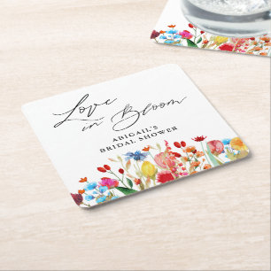 Liebe in Blüte Wildblumen Brautparty Geschenk Rechteckiger Pappuntersetzer