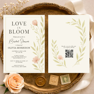 Liebe in Blüte Wildblumen QR-Code Brautjungfernpar Einladung