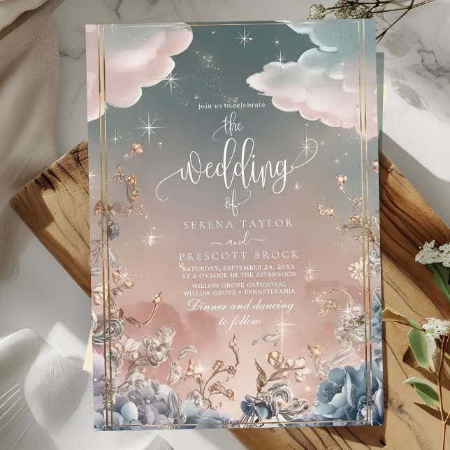 Liebe in den Glitzern und Florals Hochzeit Einladung (Von Creator hochgeladen)
