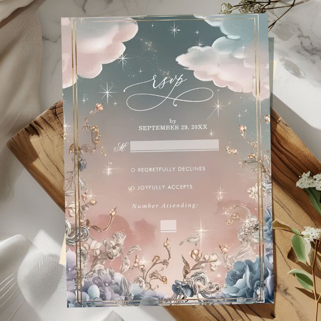 Liebe in den Glitzern und Florals Hochzeit RSVP Karte (Von Creator hochgeladen)