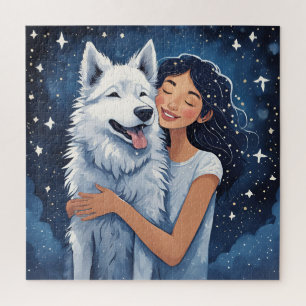 Liebe in den Sternen: Mädchen und Husky