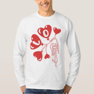 "Liebe in der Luft" Girl-Strichmännchen mit Herzsc T-Shirt