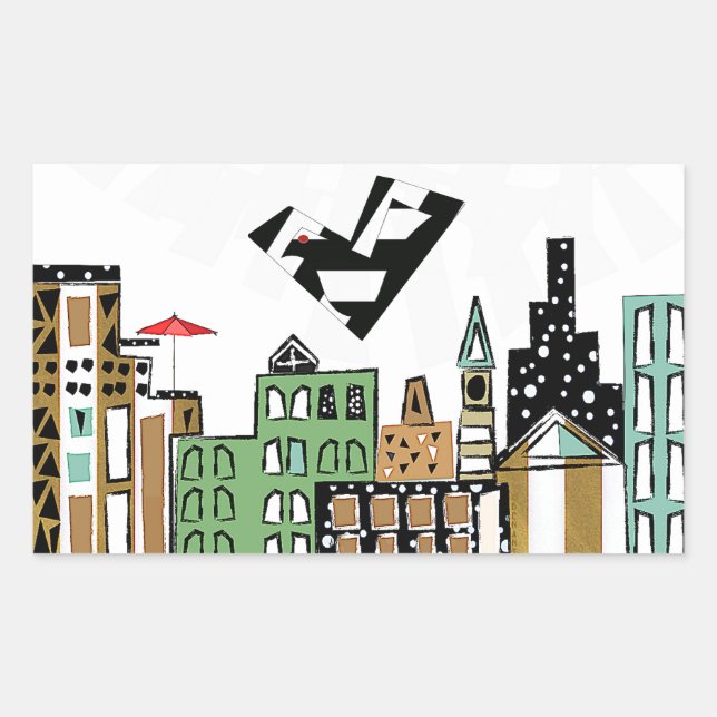LIEBE IN DER STADT RECHTECKIGER AUFKLEBER (Vorderseite)