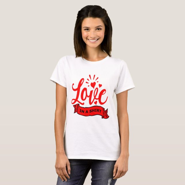 Liebe in einem Shirt, Valentine Hearts & Liebe Fra T-Shirt (Vorne ganz)
