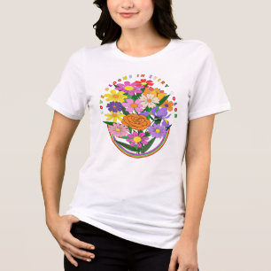 Liebe in Farbe Lebendiges florales Herz T-Shirt Tri-Blend Shirt