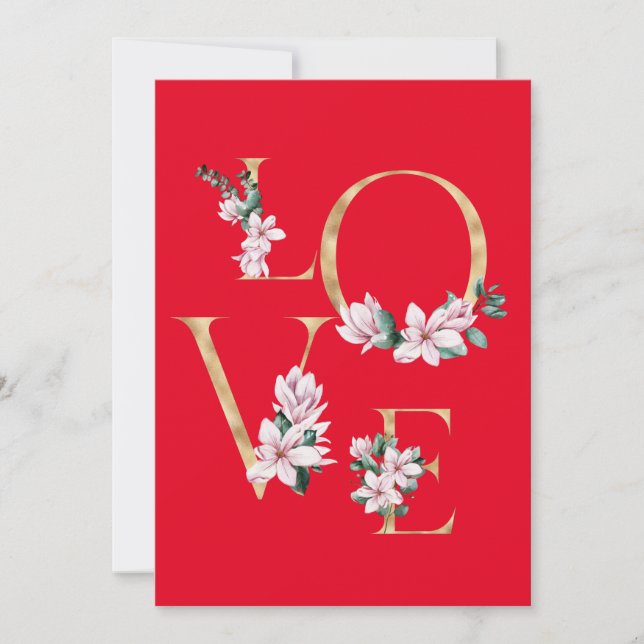 Liebe in Goldbrief mit magnolischen Blume (Vorderseite)