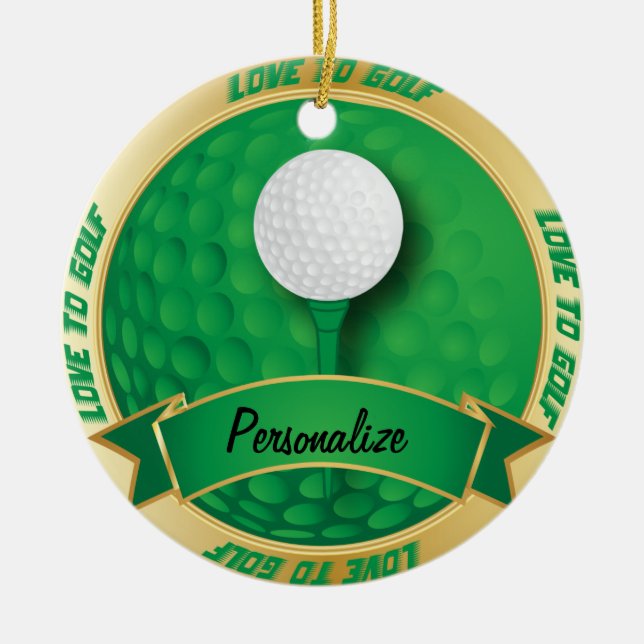 Liebe, in Grün | Golf zu spielen personifizieren Keramik Ornament (Vorne)