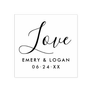 Liebe in handgeschriebener Schrift Hochzeitsmono Gummistempel