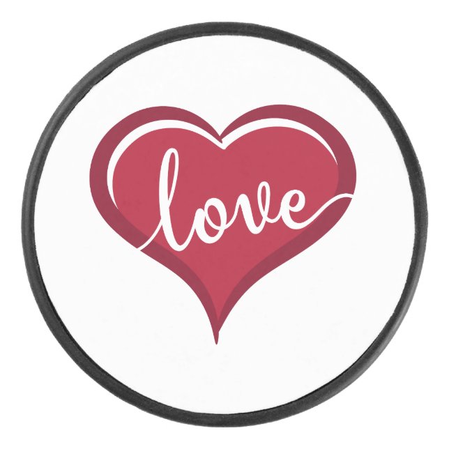 Liebe in Herzvalentinen Eishockey Puck (Vorderseite)